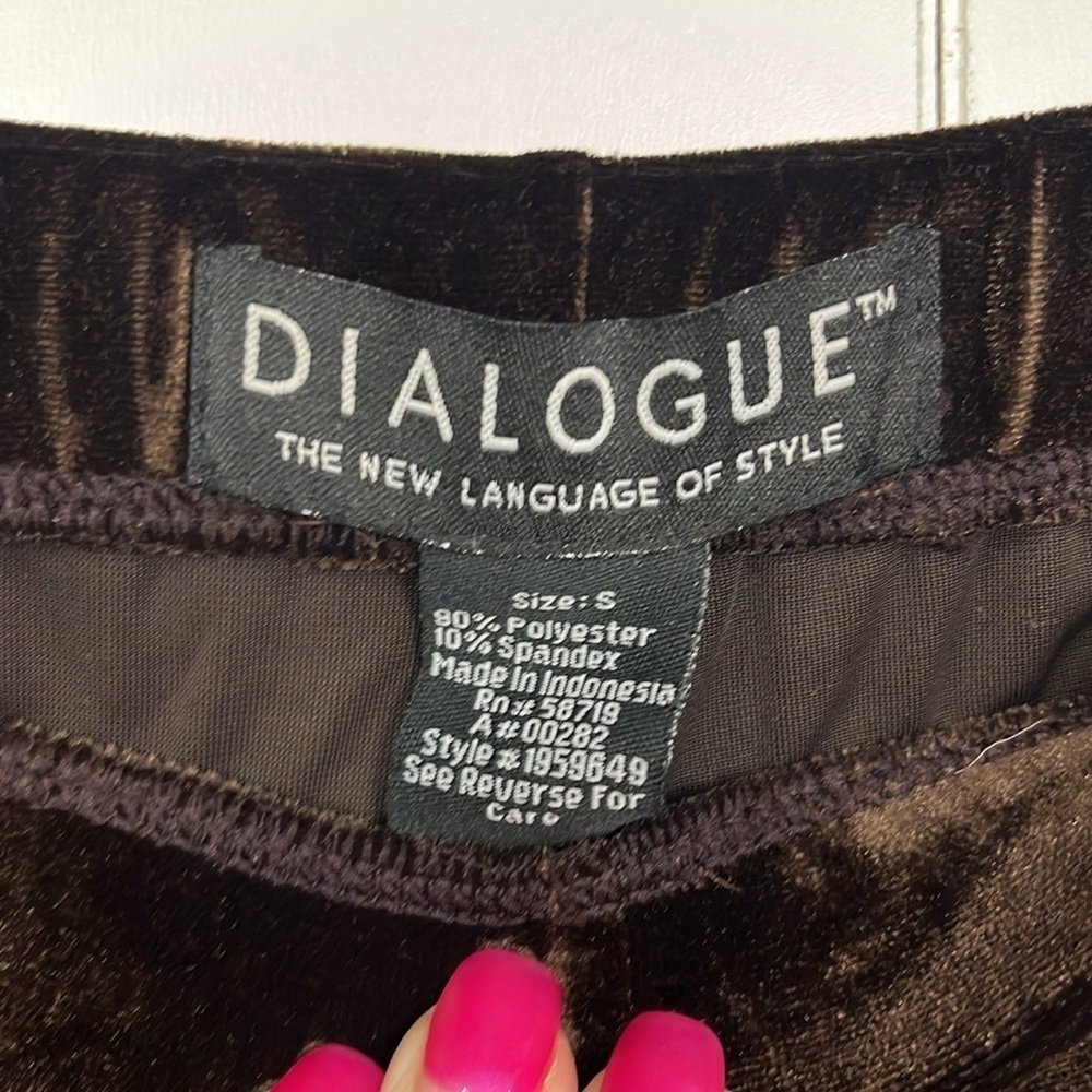 Dialogue QVC Style Womens Pant Set S Dark Brown Pullover Top Pull-Up Pant Velour - Picture 7 of 14